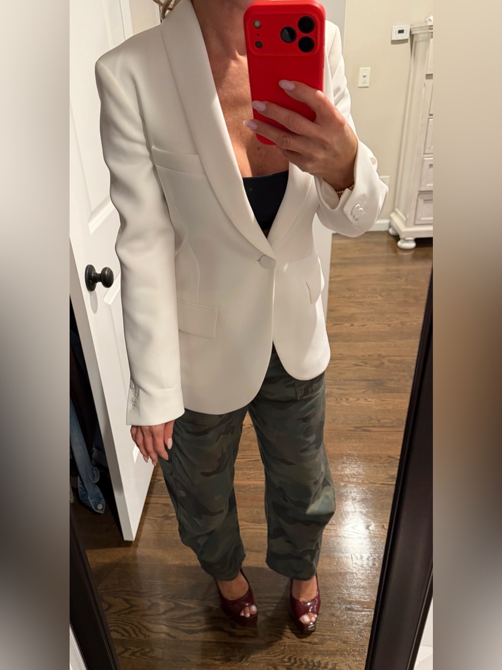Zara NWOT White Single-Button Notch Lapel Blazer XS